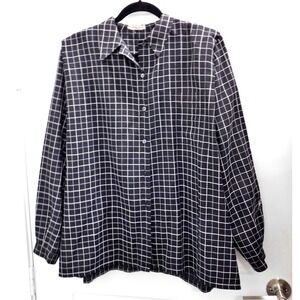 Giorgio Armani Black White‎ Check Button Down Blouse sz 8